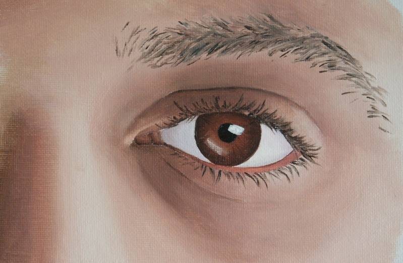 Adding eyelashes to a painting of an eye